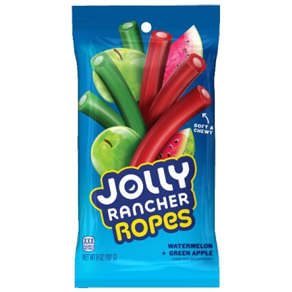 JOLLY RANCHER ROPES WATERMELON & GREEN APPLE 6/6 OZ