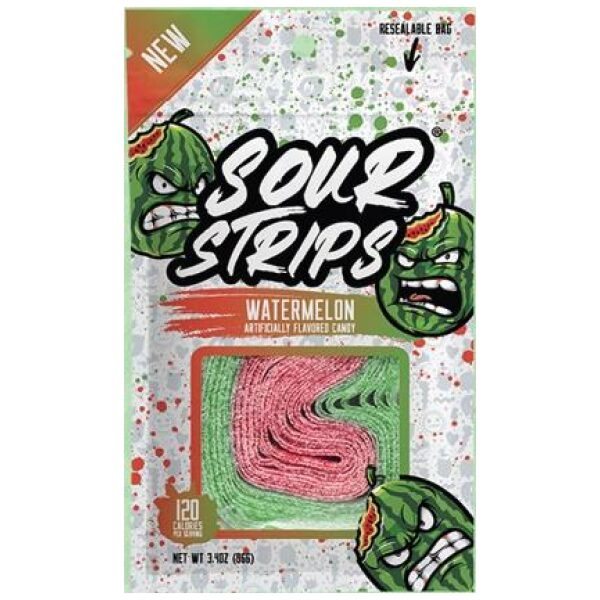 SOUR STRIPS WATERMELON 12/3.4OZ