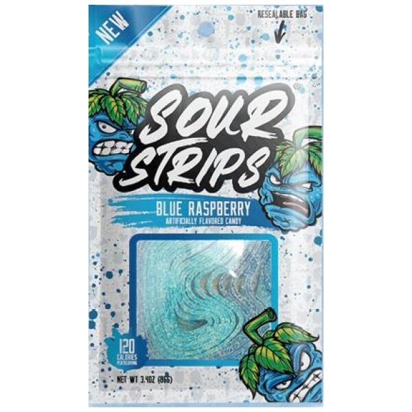 SOUR STRIPS BLUE RASPBERRY 12/3.4OZ