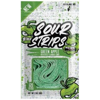 SOUR STRIPS GREEN APPLE 12/3.4OZ