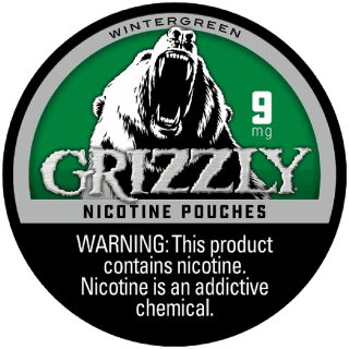 GRIZZLY NICOTINE POUCHES 9MG WINTERGREEN 5CT