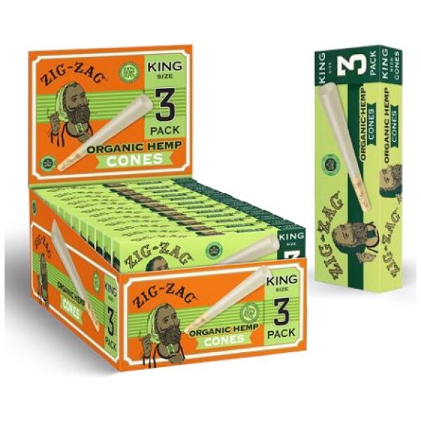 ZIG ZAG CONES HEMP KING 24/3PK