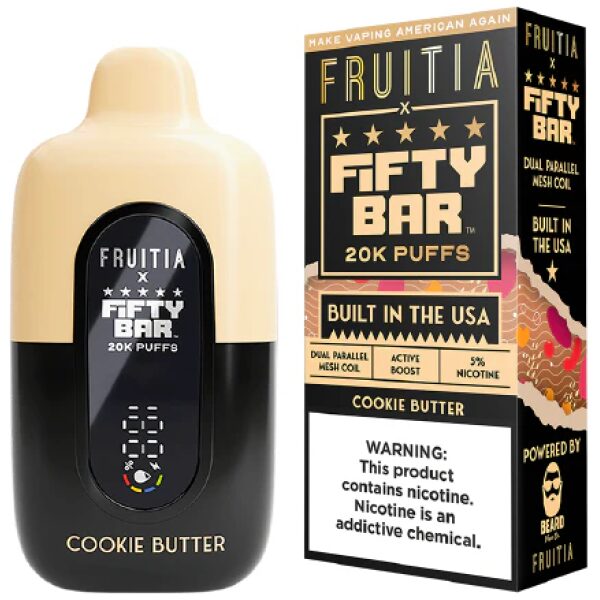 FIFTY BAR X FRUITIA 20K PUFF COOKIE BUTTER 5PK