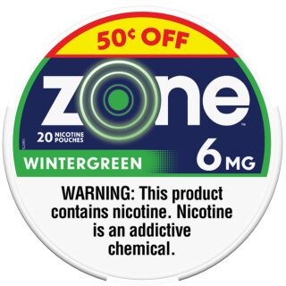 ZONE 50¢ OFF NICOTINE POUCH WINTERGREEN 6MG 5/20CT