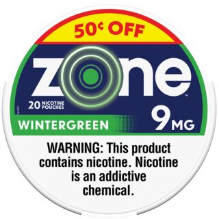 ZONE 50¢ OFF NICOTINE POUCH WINTERGREEN 9MG 5/20CT