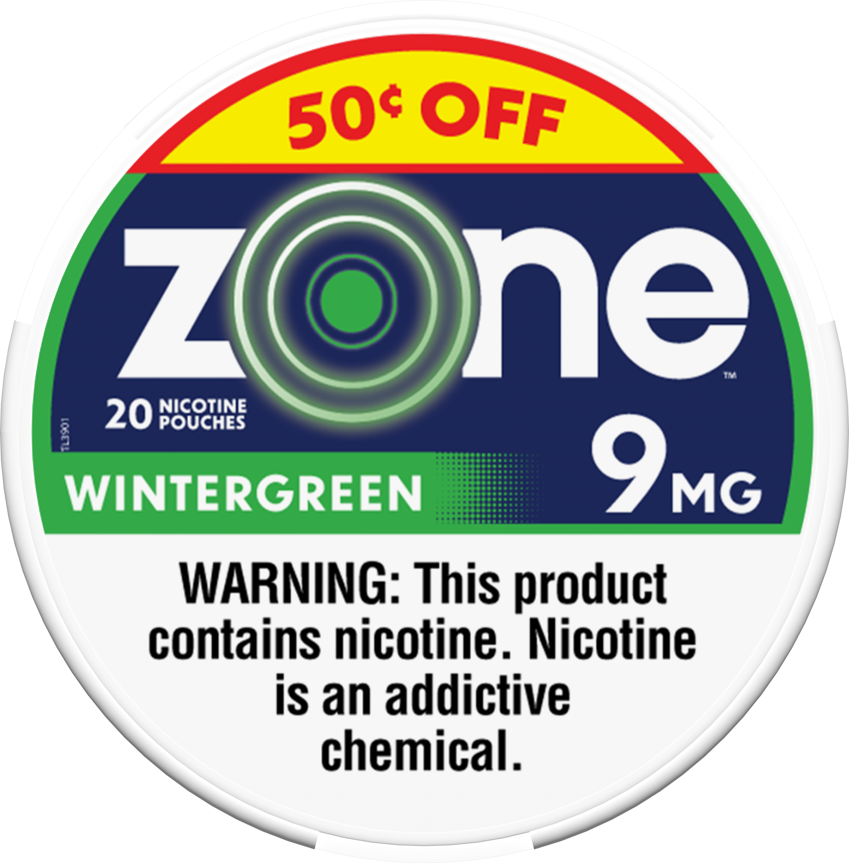 ZONE 50¢ OFF NICOTINE POUCH WINTERGREEN 9MG 5/20CT
