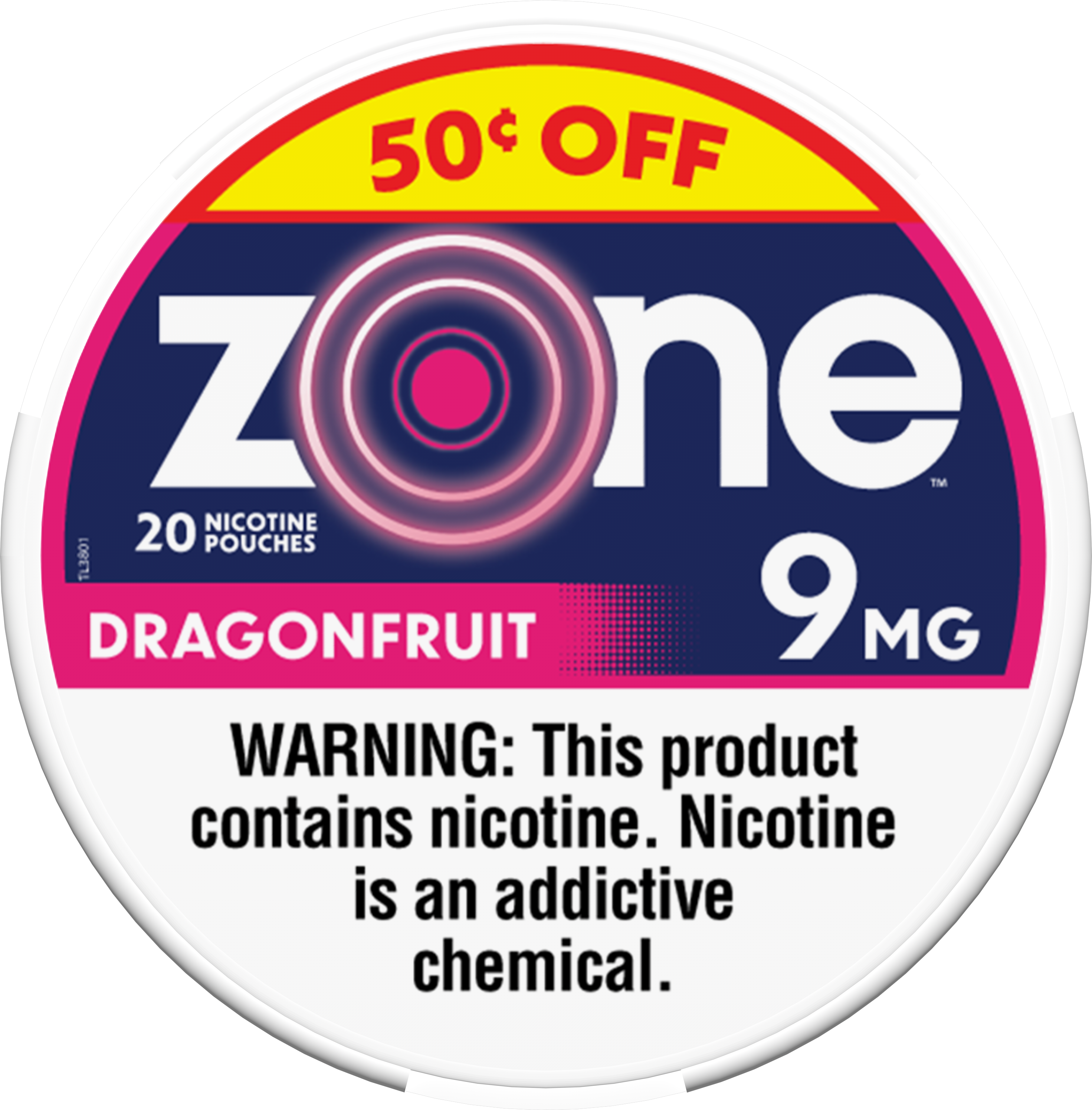 ZONE 50¢ OFF NICOTINE POUCH DRAGONFRUIT 9MG 5/20CT