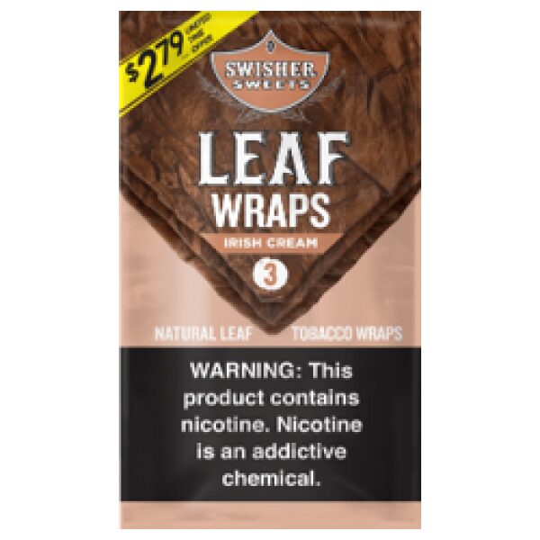 SWISHER WRAPS*$2.79 IRISH CREAM 3PK