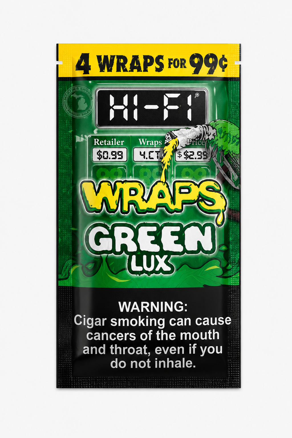 HI-FI 4/99¢ FLAT WRAPS GREEN LUX 15CT